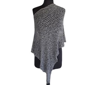 Lost River Clothing gray Knit Poncho Hippie crochet Wrap Boho Chic Coastal